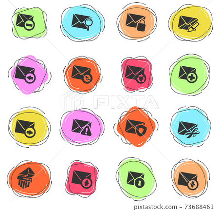 Mail and envelope icons set Mail and envelope icons set 73688461