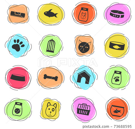 goods for pets icon set - Stock Illustration [73688595] - PIXTA