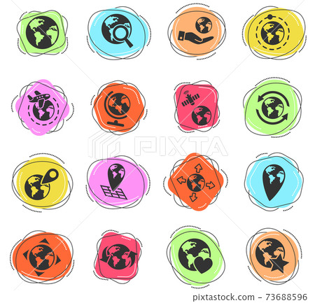 globes icon set 73688596