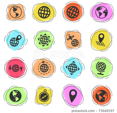 globes icon set 73688597
