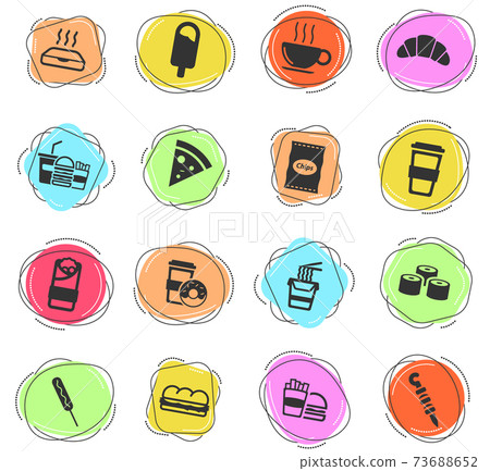 Fast food simply icons 73688652