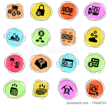 Cryptocurrency and mining icon set - Stock Illustration [73688743] - PIXTA
