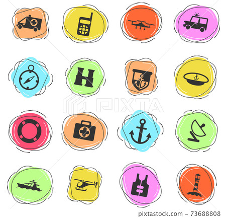 coastguard icon set 73688808
