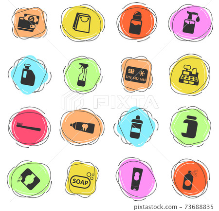 chemicals store icon set chemicals store icon set 73688835