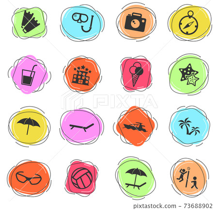 beach icon set 73688902