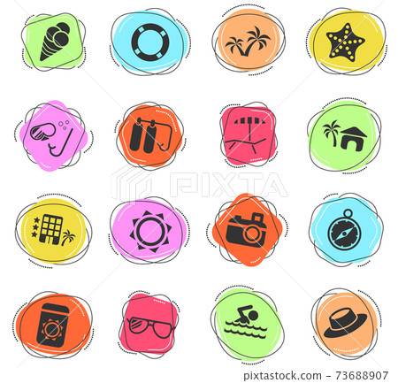 beach icon set 73688907
