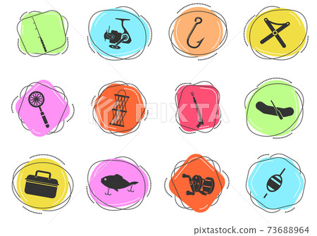 Fishing icon set 73688964