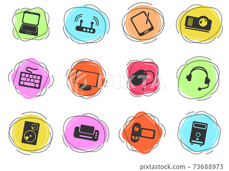 Computer equipment simple vector icons Computer equipment simple vector icons 73688973