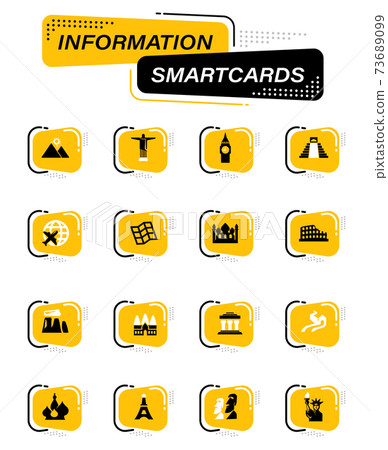 Travel and Wonders icons set 73689099