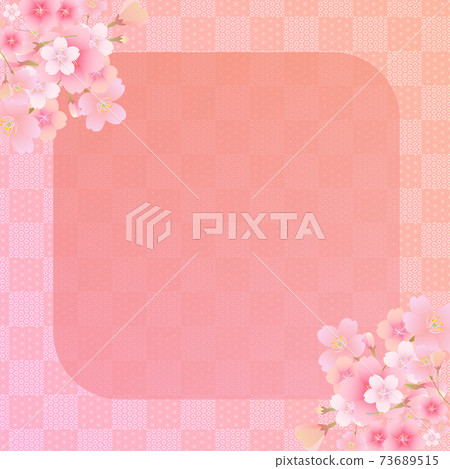 Japanese checkered background_Sakura_Orange_Variations available 73689515