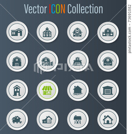 Farm building icons set 73691082