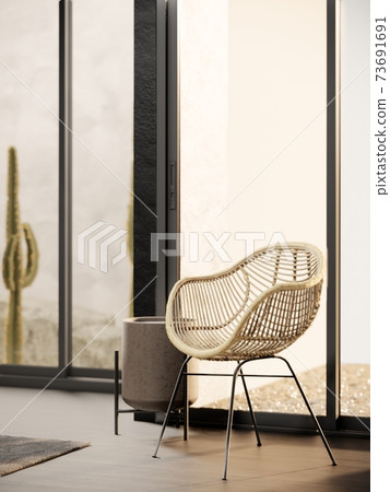 modern living room interior with chair and wooden floor 3d render background 73691691