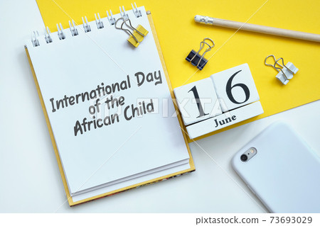 International Day of the African Child 16 sixteenth june Month Calendar Concept on Wooden Blocks. 73693029