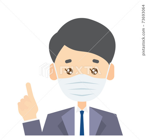 A businessman who wears a mask and gives pointing advice. 73693064