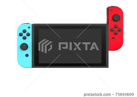 Realistic video game controllers attached to touch screen isolated on white 73693609