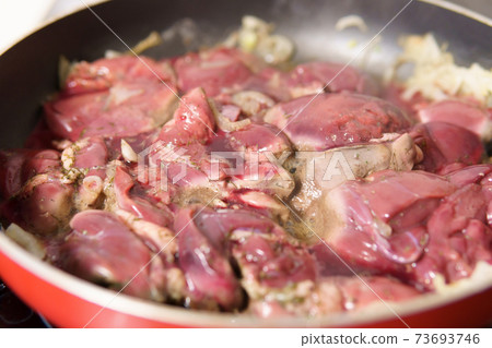 raw chicken liver close-up. selective focus. Food preparation raw chicken liver close-up. selective focus. Food preparation 73693746