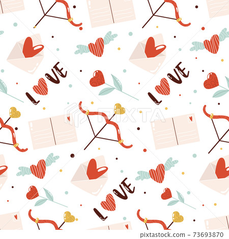 Vector seamless pattern with cute element on white background for St. Valentines Day. Vector seamless pattern with cute element on white background for St. Valentines Day. 73693870