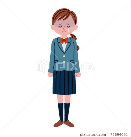 高中女生哭泣的插圖素材（全身） 73694061