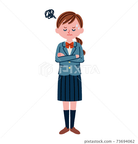 擔心的高中女生的插圖素材(全身) 擔心的高中女生的插圖素材(全身) 73694062