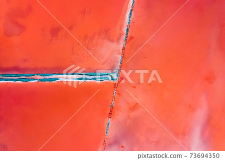 Aerial view of the salty pink lake. Pink Salt Lake Torrevieja. Aerial view of the salty pink lake. Pink Salt Lake Torrevieja. 73694350