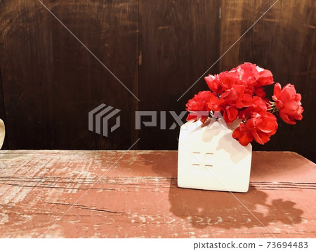 Copy space rose house shabby 73694483