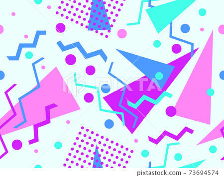 Seamless pattern with geometric shapes in the style of the 80s. Trendy retro background for printing on paper, advertising materials and fabric. Vector illustration 73694574