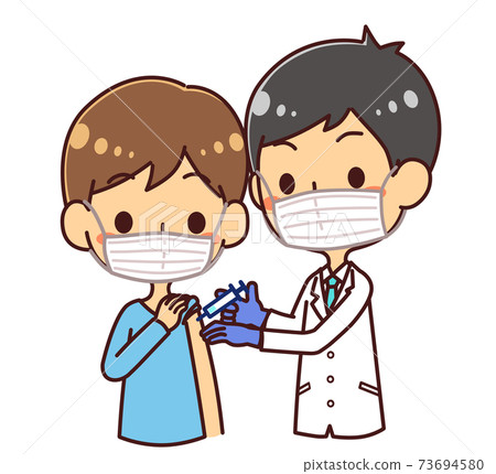 Male vaccination to get an injection Vaccination wearing a vaccination mask Male vaccination to get an injection Vaccination wearing a vaccination mask 73694580