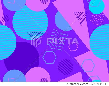 Seamless pattern with geometric shapes in the style of the 80s. Trendy retro background for printing on paper, advertising materials and fabric. Vector illustration Seamless pattern with geometric shapes in the style of the 80s. Trendy retro background for printing on paper, advertising materials and fabric. Vector illustration 73694581
