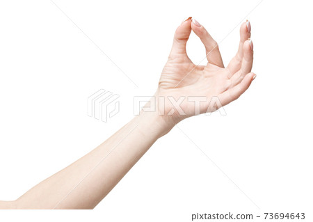 female hand poiting by finger isolated on white background with clipping path female hand poiting by finger isolated on white background with clipping path 73694643