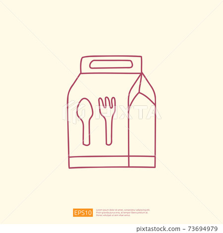 takeaway meal icon concept. food meal box line doodle style icon vector illustration 73694979