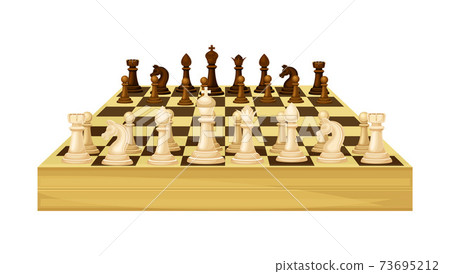 Wooden Chessboard with Chess Pieces as Chess or Strategy Board Game Vector Illustration Wooden Chessboard with Chess Pieces as Chess or Strategy Board Game Vector Illustration 73695212