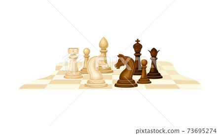 Chessboard with Chess Pieces as Chess or Strategy Board Game Vector Illustration 73695274