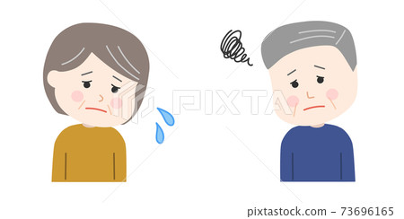 Senior couple who apologize to each other and are depressed 73696165