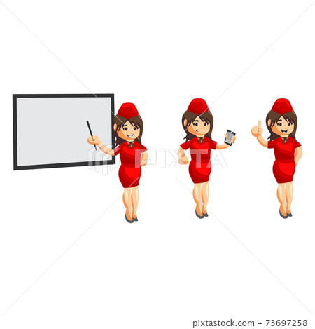 Flying attendants air hostess Profession stewardess cartoon character illustration 73697258