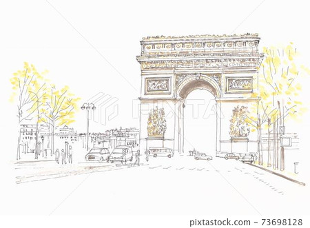 European cityscape, Arc de Triomphe in Paris European cityscape, Arc de Triomphe in Paris 73698128