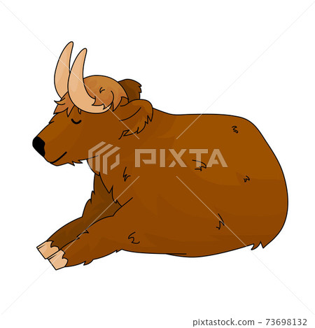 Brown cute cartoon highland Scottish cow is... - Stock Illustration  [73698132] - PIXTA