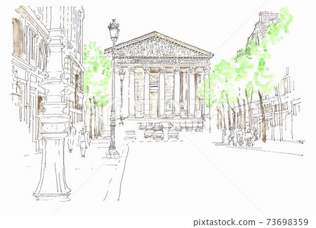 European cityscape, France, Paris, Madeleine temple European cityscape, France, Paris, Madeleine temple 73698359