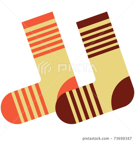 Warm winter wool knitted socks, flat vector isolated illustration. Christmas and New Year icon, symbol, decoration. Warm winter wool knitted socks, flat vector isolated illustration. Christmas and New Year icon, symbol, decoration. 73698387