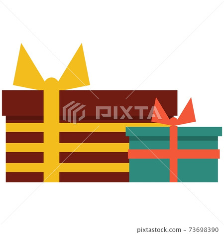 Gift boxes, flat vector isolated illustration. Birthday packaging box. Christmas and New Year icon, symbol, decoration. Gift boxes, flat vector isolated illustration. Birthday packaging box. Christmas and New Year icon, symbol, decoration. 73698390