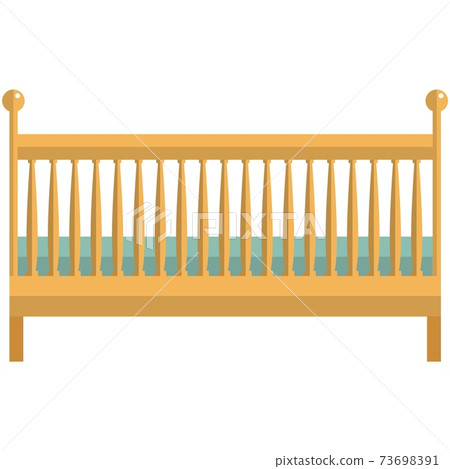 Baby cradle icon, flat vector isolated illustration. Newborn wooden cot, crib. Nursery furniture. 73698391