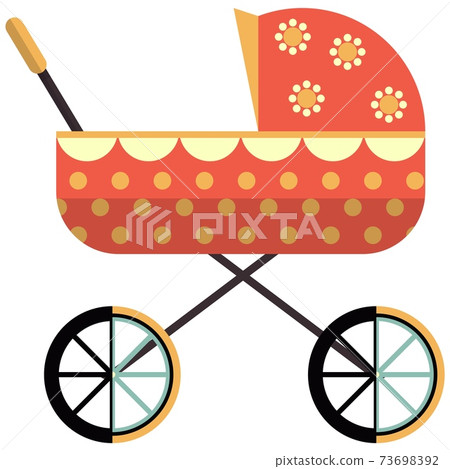 Baby pram icon, flat vector isolated illustration. Newborn kid carriage, stroller. Baby pram icon, flat vector isolated illustration. Newborn kid carriage, stroller. 73698392