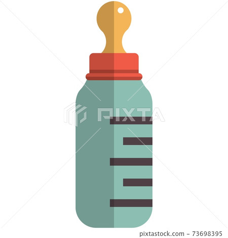 Baby milk bottle icon, flat vector isolated illustration. Feeding bottle with nipple for breastfed babies. Baby milk bottle icon, flat vector isolated illustration. Feeding bottle with nipple for breastfed babies. 73698395