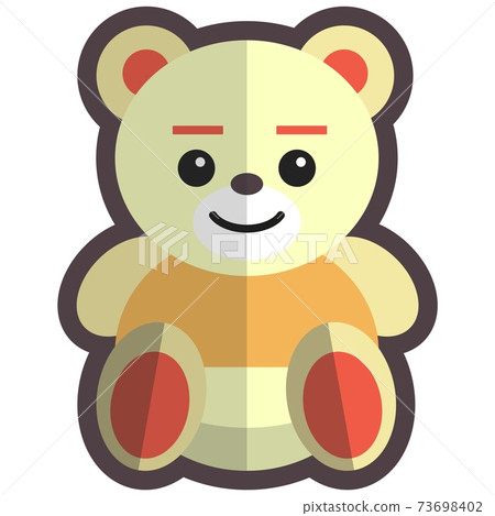 Teddy bear, kids toy, flat vector isolated illustration. 73698402