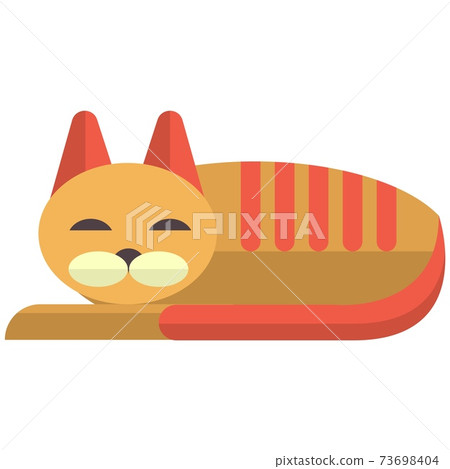 Cute sleeping kitten icon, flat vector isolated illustration. Napping pet cat. Cute sleeping kitten icon, flat vector isolated illustration. Napping pet cat. 73698404