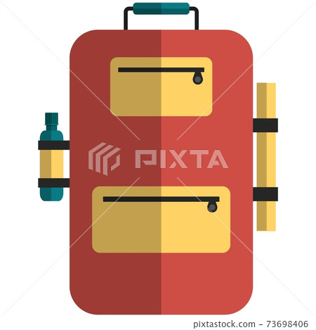 Backpack icon, flat vector isolated illustration. Camping, hiking, trekking equipment. Backpack icon, flat vector isolated illustration. Camping, hiking, trekking equipment. 73698406