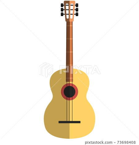 Acoustic guitar icon, flat vector isolated illustration. Summer camping, nature picnic. Acoustic guitar icon, flat vector isolated illustration. Summer camping, nature picnic. 73698408