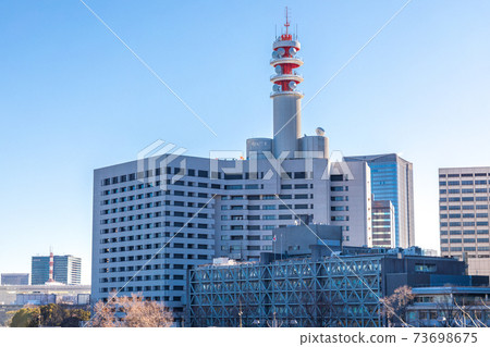 "Tokyo" Metropolitan Police Department building and clear blue sky "Tokyo" Metropolitan Police Department building and clear blue sky 73698675