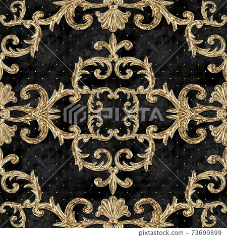 Baroque golden elements seamless pattern. Gold texture 73699899