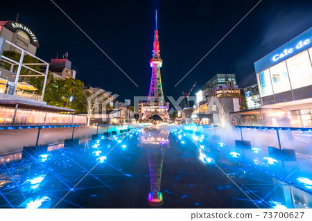 《Aichi Prefecture》 Night view of Nagoya TV Tower Hisaya Odori Park 《Aichi Prefecture》 Night view of Nagoya TV Tower Hisaya Odori Park 73700627