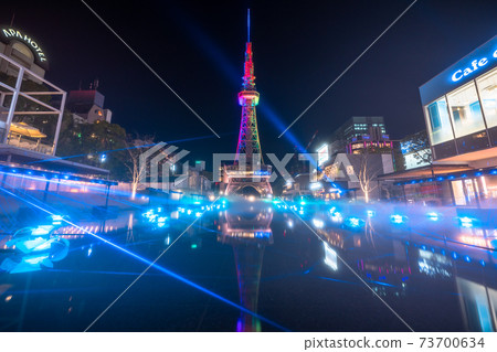 《Aichi Prefecture》 Night view of Nagoya TV Tower Hisaya Odori Park 《Aichi Prefecture》 Night view of Nagoya TV Tower Hisaya Odori Park 73700634